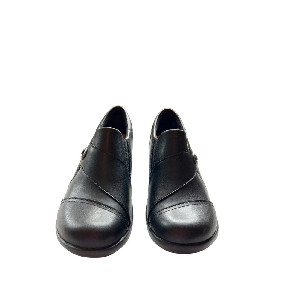 Clark's Angie Meadow Shoes Size 9.5 Black Leather New Clogs Slip On